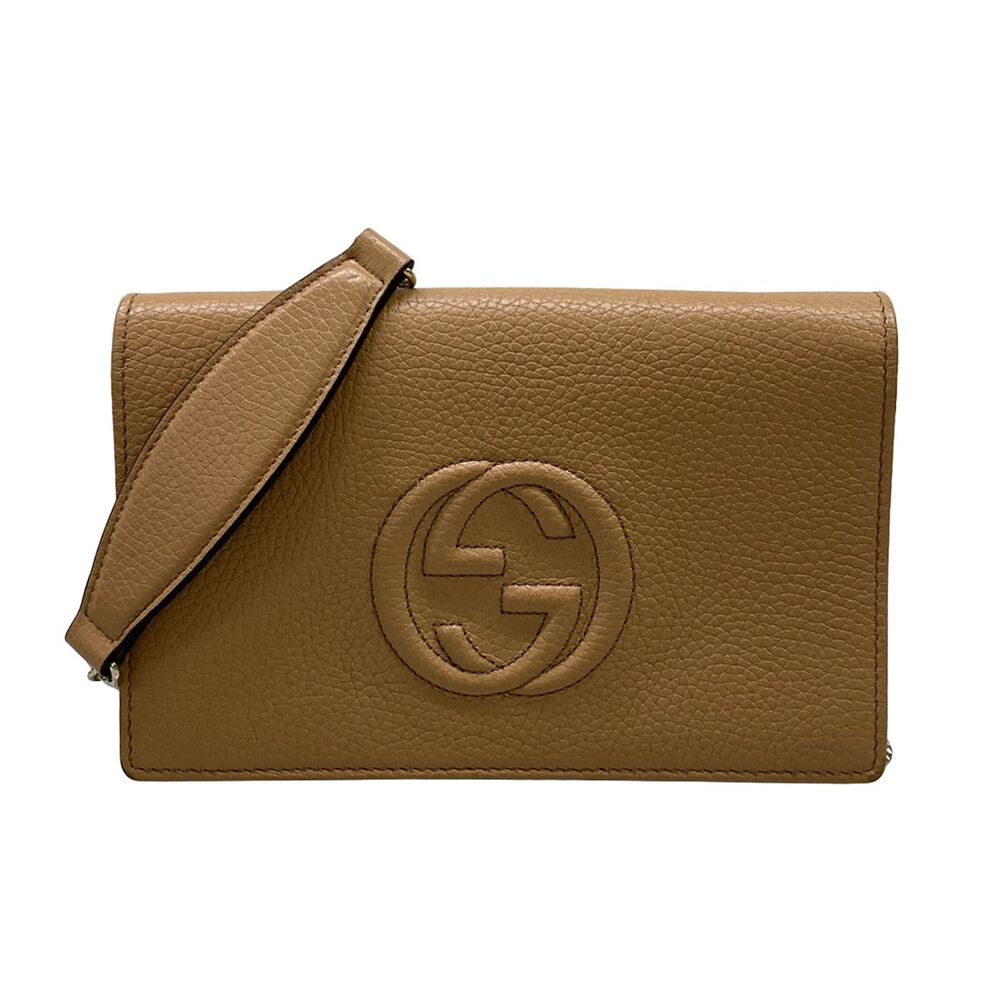 Gucci Soho Leather Chain Wallet Beige #320264G83B